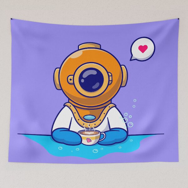 Item preview, "Dive into Brew: Cute Diver with Coffee" designed and sold by hjian8219.