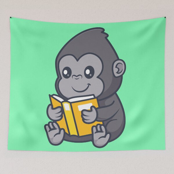Item preview, Literary Gorilla: Cute Gorilla Reading Book designed and sold by hjian8219.