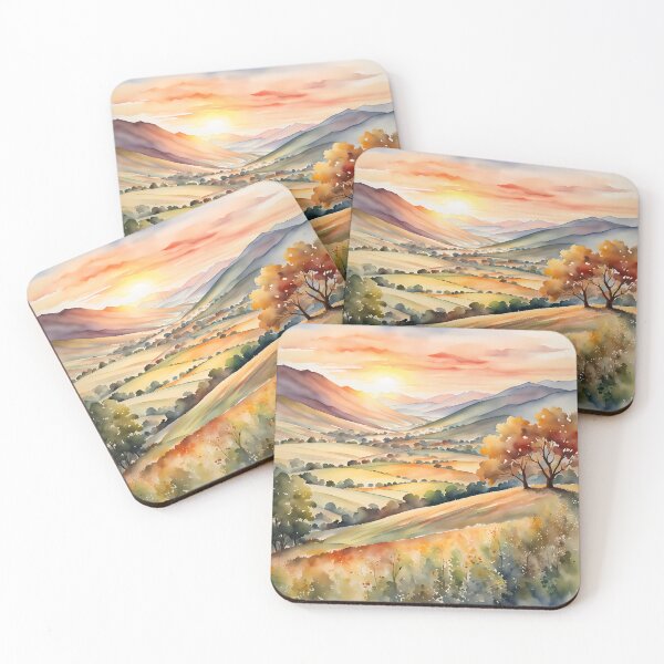 Item preview, Tranquil Valley Sunset - Watercolor Landscape - Art Print - Home Decor designed and sold by 5lav.