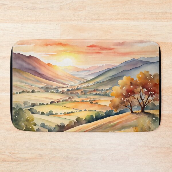 Item preview, Tranquil Valley Sunset - Watercolor Landscape - Art Print - Home Decor designed and sold by 5lav.