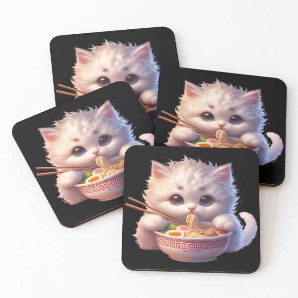 Item preview, Kawaii Kitten Eating Ramen 7 designed and sold by Totally4Ryo.