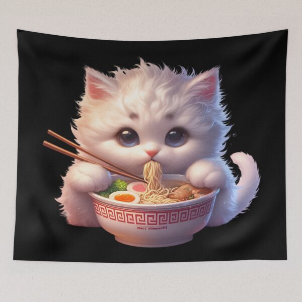 Item preview, Kawaii Kitten Eating Ramen 7 designed and sold by Totally4Ryo.