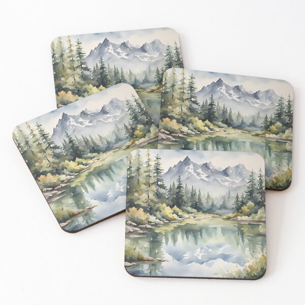 Item preview, Tranquil Mountain Lake - Watercolor Landscape - Art Print - Home Decor designed and sold by 5lav.