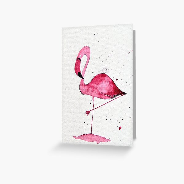 Item preview, Watercolor Flamingo with Splashes | Flamingo Painting | Pink Flamingo Art designed and sold by AngelaMarieArt.