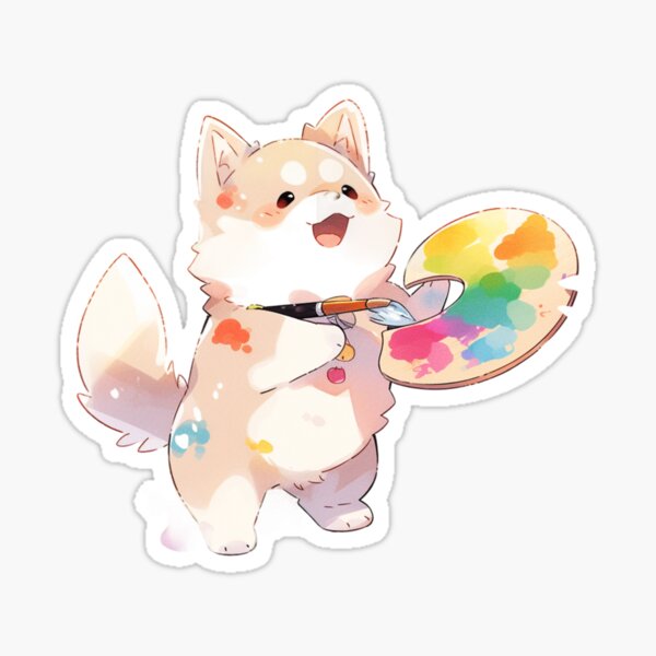 Item preview, Cute Kawaii Puppy Painting designed and sold by LuminaScribe.