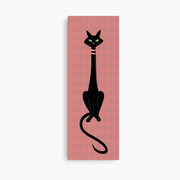 Item preview, Midcentury Modern Black Kitty Cat With Green Eyes designed and sold by BunnyThePainter.