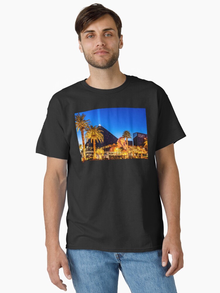 Thumbnail 1 of 7, Classic T-Shirt, Luxor Pyramid and Sphinx Of Giza, Las Vegas designed and sold by travelways.