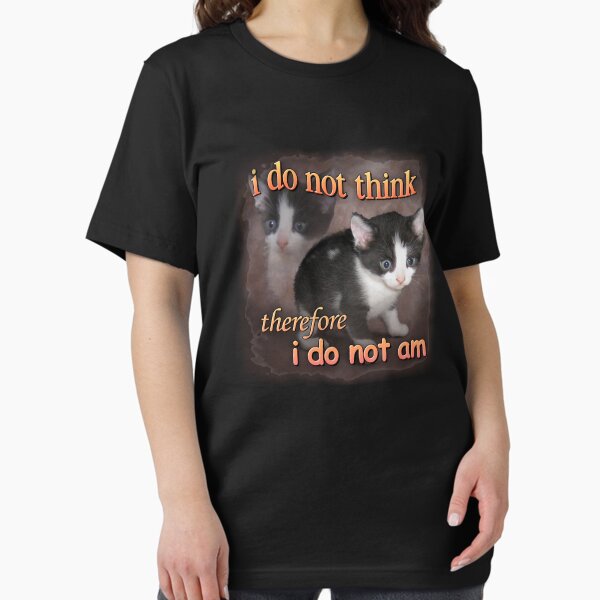 Vista previa del artículo con la obra «No creo, luego no soy gato meme retrato», diseñado y vendido por KentarvisWebb.