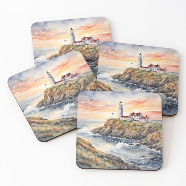 Item preview, Lighthouse Sunrise - Watercolor Landscape - Art Print - Home Decor designed and sold by 5lav.