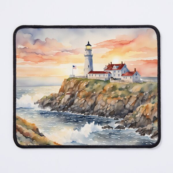 Item preview, Lighthouse Sunrise - Watercolor Landscape - Art Print - Home Decor designed and sold by 5lav.