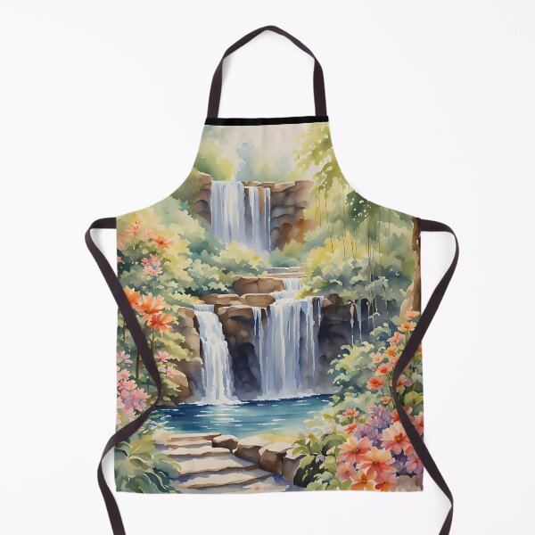 Item preview, Enchanting Waterfall Oasis - Watercolor Landscape - Art Print - Home Decor designed and sold by 5lav.