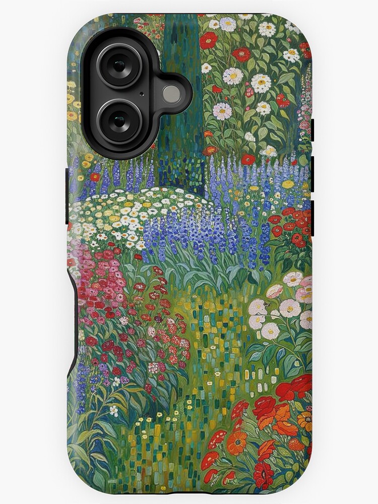 Aperçu 1 sur 4. Coque iPhone avec l'œuvre Jardin de fleurs Gustav Klimt créée et vendue par maniacfitness.