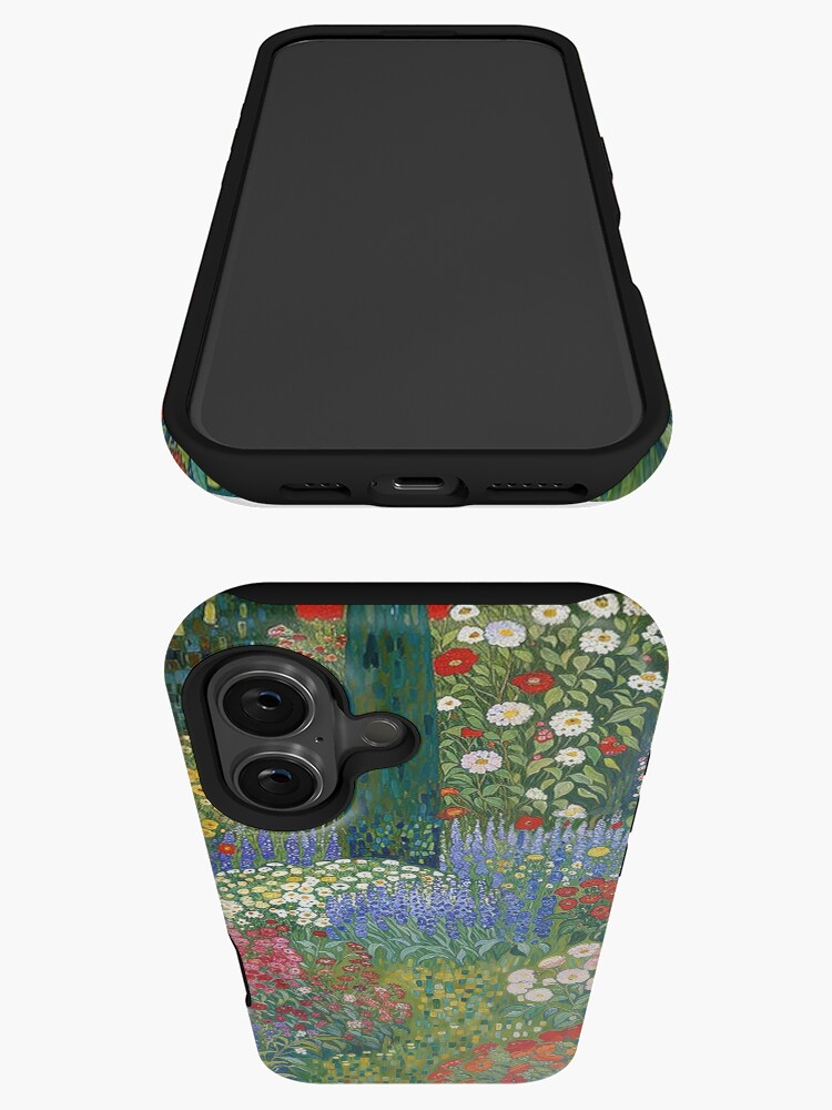 Aperçu 3 sur 4. Coque iPhone avec l'œuvre Jardin de fleurs Gustav Klimt créée et vendue par maniacfitness.
