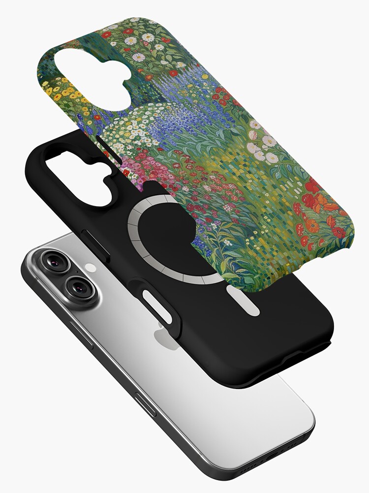 Aperçu 2 sur 4. Coque iPhone avec l'œuvre Jardin de fleurs Gustav Klimt créée et vendue par maniacfitness.