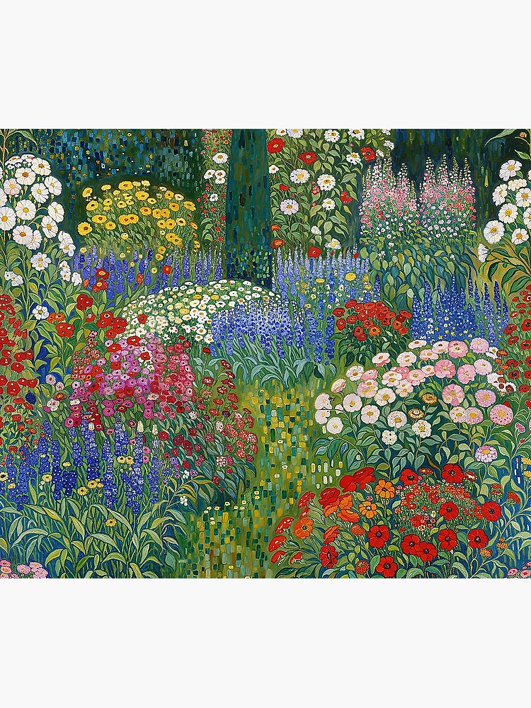 Aperçu 5 sur 5. Tapis de souris avec l'œuvre Jardin de fleurs Gustav Klimt créée et vendue par maniacfitness.