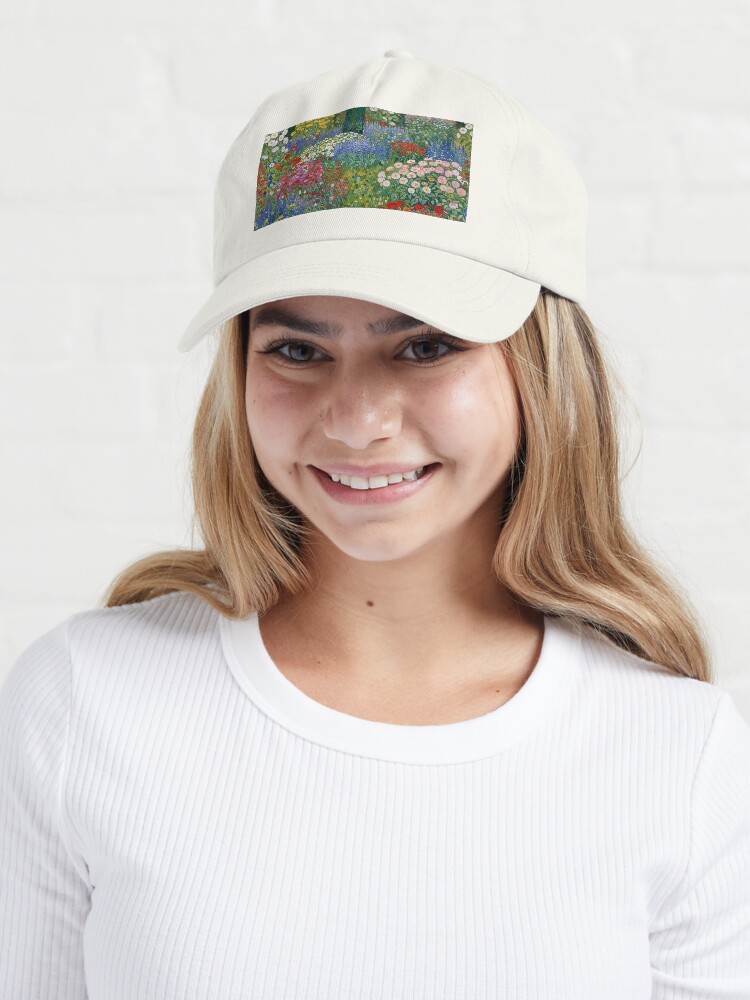 Aperçu 6 sur 7. Casquette avec l'œuvre Jardin de fleurs Gustav Klimt créée et vendue par maniacfitness.