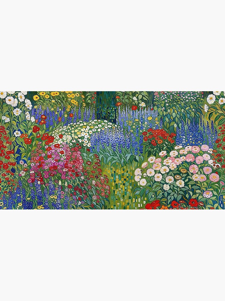 Aperçu 5 sur 5. Tapis de souris avec l'œuvre Jardin de fleurs Gustav Klimt créée et vendue par maniacfitness.