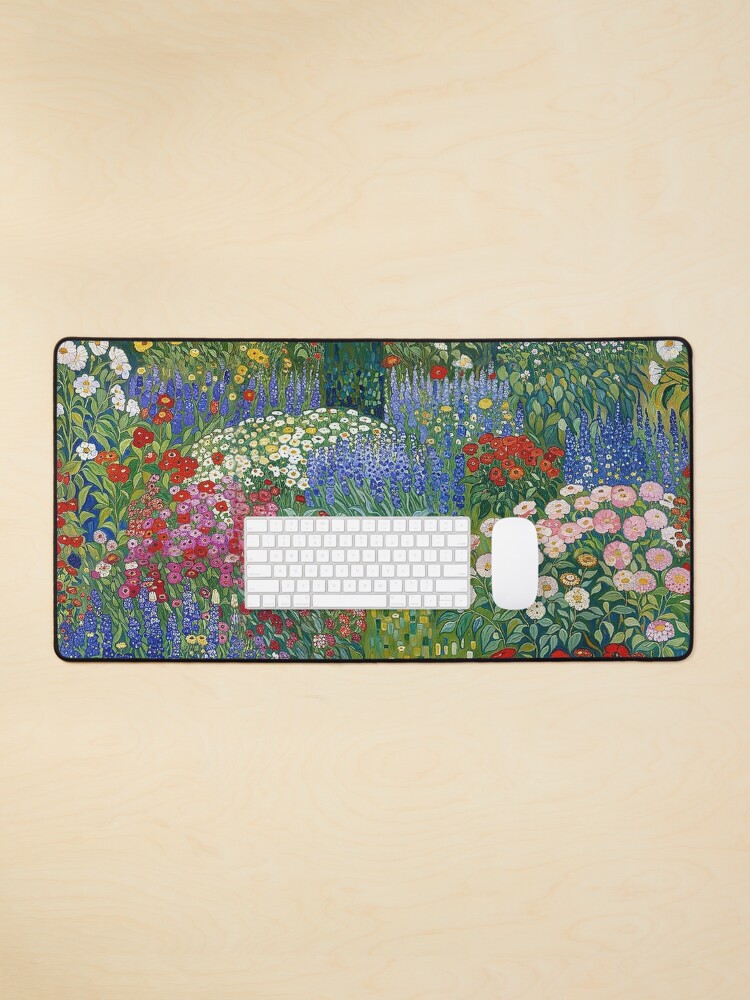 Aperçu 1 sur 5. Tapis de souris avec l'œuvre Jardin de fleurs Gustav Klimt créée et vendue par maniacfitness.