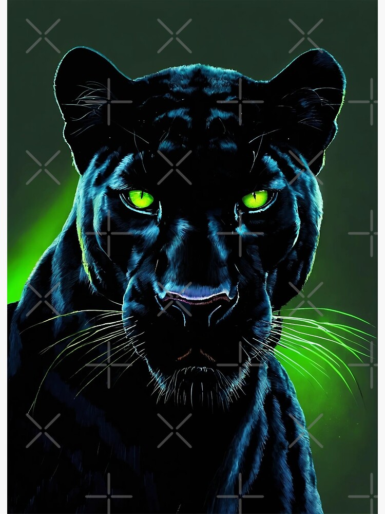 油彩画　黒豹　panthere noire Black As Night - Black Panther / Leopard oil painting by