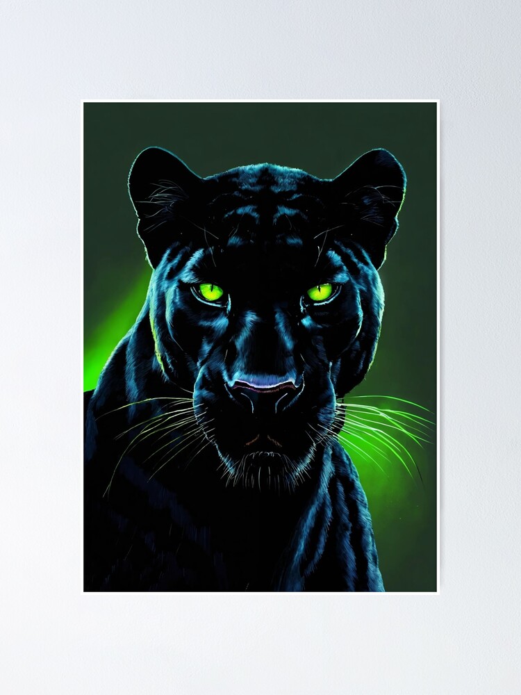 油彩画　黒豹　panthere noire Black As Night - Black Panther / Leopard oil painting by
