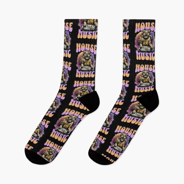 Item preview, HOUSE MUSIC  - Feline Dj On Decks (pink/orange) designed and sold by Discothreadz.
