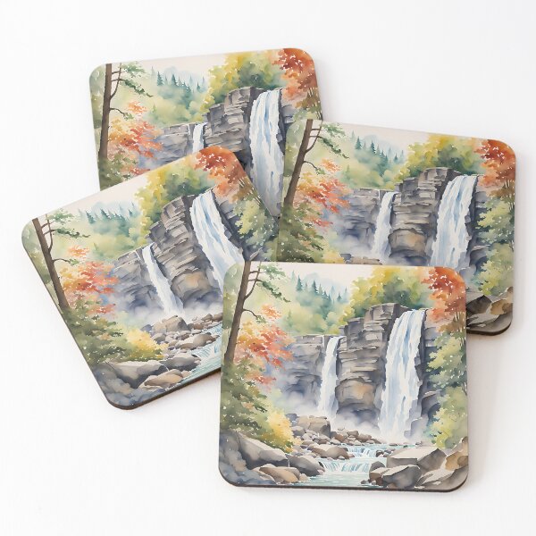 Item preview, Majestic Waterfall Cascade - Watercolor Landscape - Art Print - Home Decor designed and sold by 5lav.