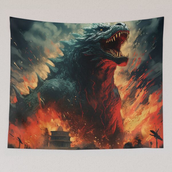 Item preview, Nuclear Lizard Monster destroying city 1 designed and sold by AstroRisq.