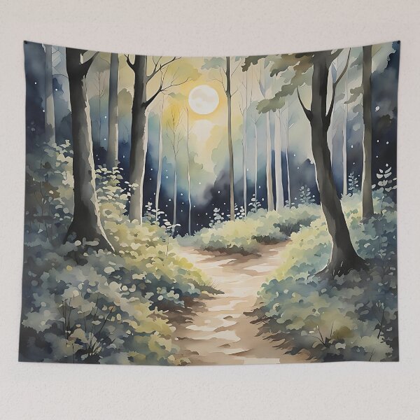 Item preview, Moonlit Forest Path - Watercolor Landscape - Art Print - Home Decor designed and sold by 5lav.