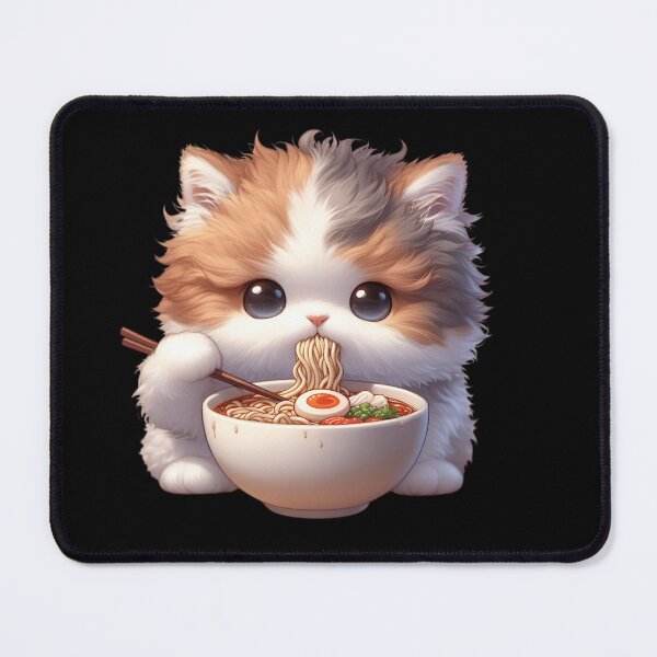 Item preview, Kawaii Kitten Eating Ramen 9 designed and sold by Totally4Ryo.