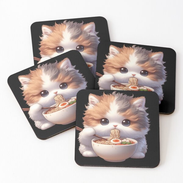 Item preview, Kawaii Kitten Eating Ramen 9 designed and sold by Totally4Ryo.