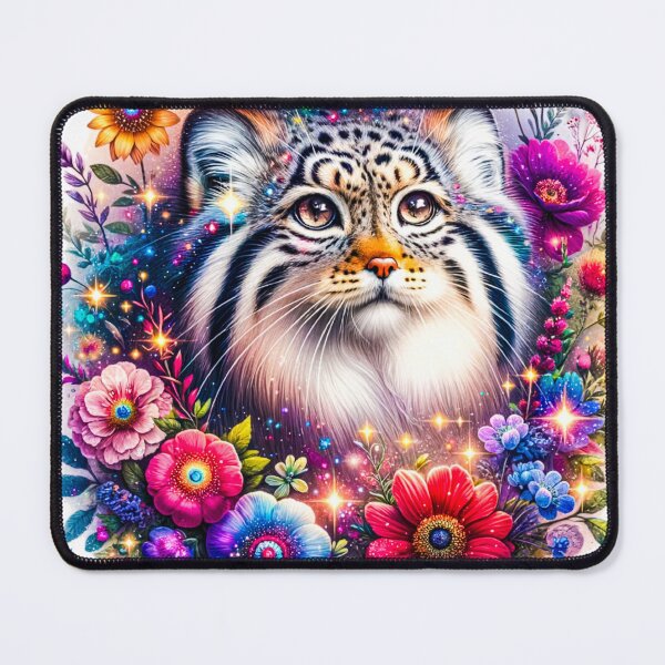 Item preview, Pallas’s Cat Manul Cat with floral frame  designed and sold by CritterManiaUK.