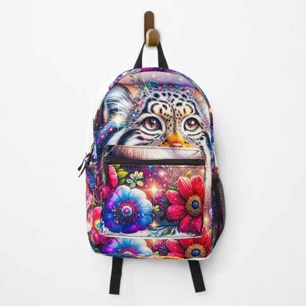 Item preview, Pallas’s Cat Manul Cat with floral frame  designed and sold by CritterManiaUK.