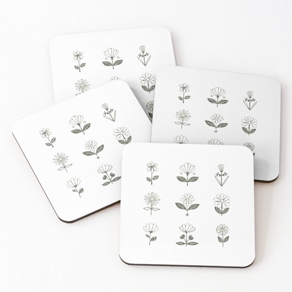Item preview, Minimalistic 9 Flowers Design Black And White designed and sold by WatermelonPink.