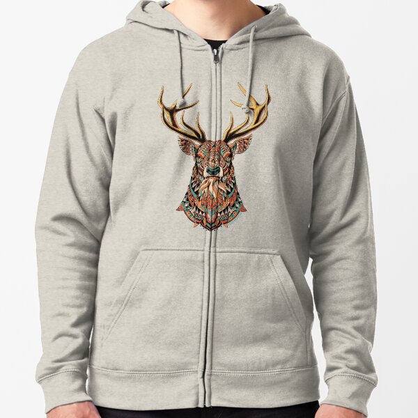 Ornate Buck Zipped Hoodie