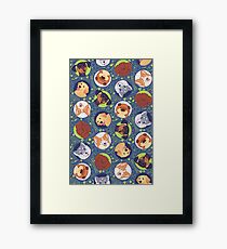 Dog Pattern - Blue 1 Framed Print