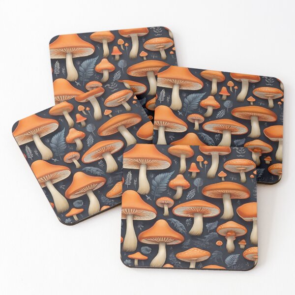 Item preview, Vibrant Orange Mushroom Patterns: Nature's Whimsical Tapestry" designed and sold by AYACHI90.