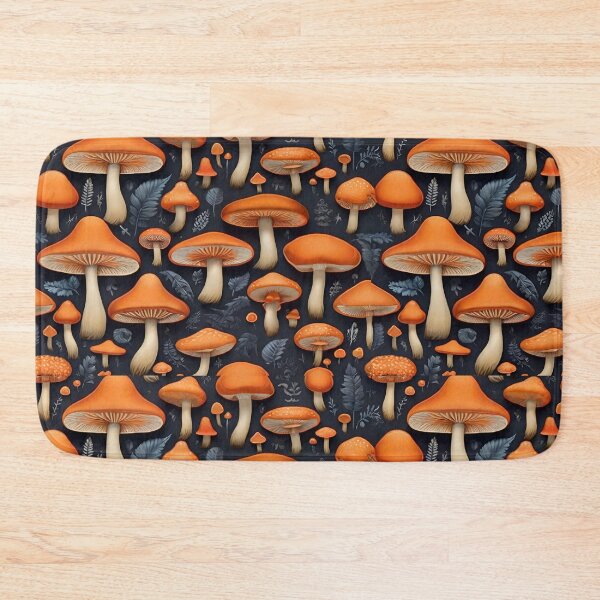 Item preview, Vibrant Orange Mushroom Patterns: Nature's Whimsical Tapestry" designed and sold by AYACHI90.