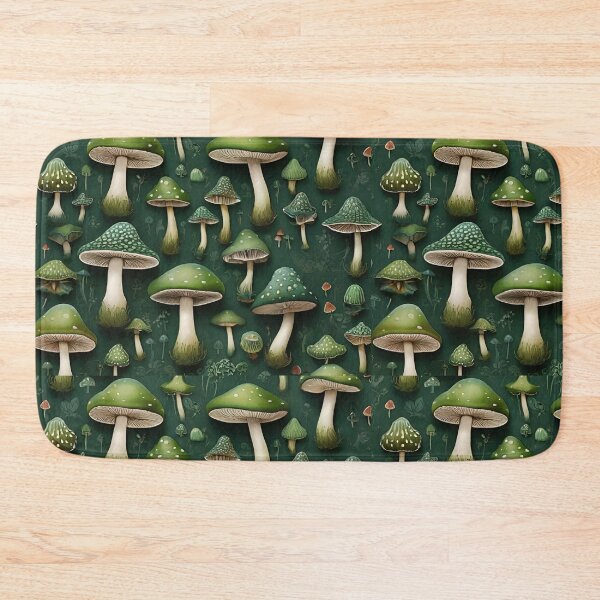 Item preview, Emerald Green Mushroom Patterns: Enchanting Nature-inspired Designs designed and sold by AYACHI90.