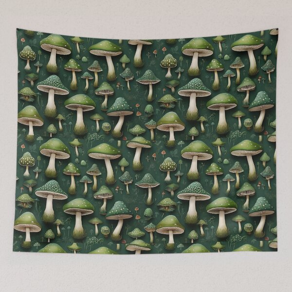 Item preview, Emerald Green Mushroom Patterns: Enchanting Nature-inspired Designs designed and sold by AYACHI90.
