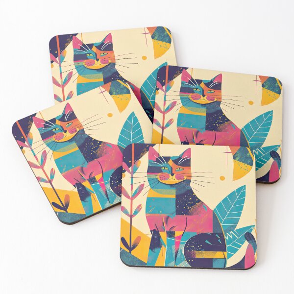 Item preview, colorful abstract cat  designed and sold by ururuty.