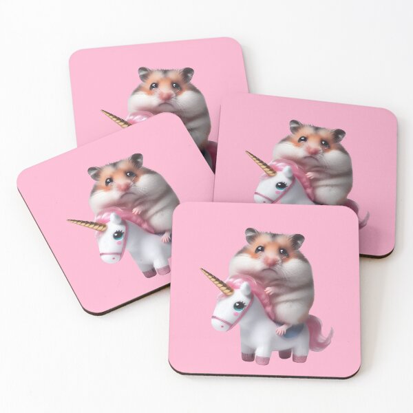 Item preview, sad hamster riding unicorn meme designed and sold by Animalpetslover.