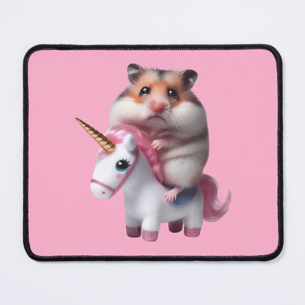 Item preview, sad hamster riding unicorn meme designed and sold by Animalpetslover.