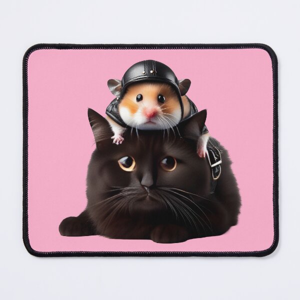 Item preview,  sad hamster riding black cat meme designed and sold by Animalpetslover.
