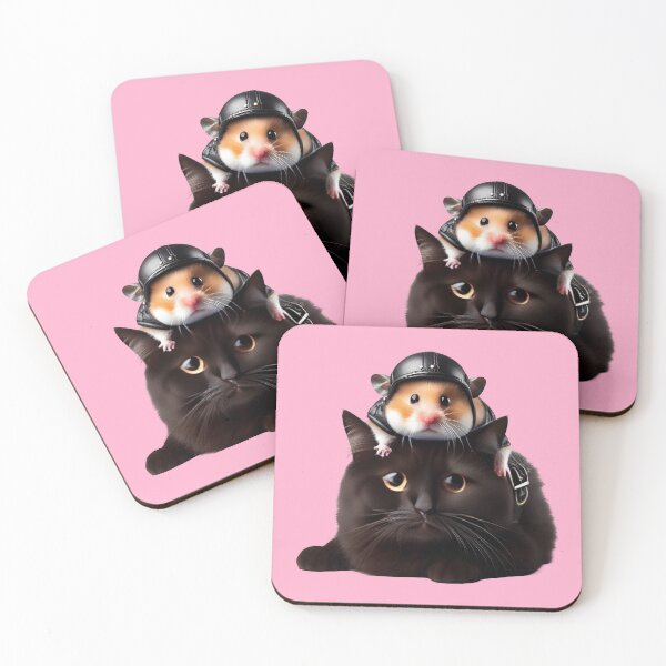 Item preview,  sad hamster riding black cat meme designed and sold by Animalpetslover.