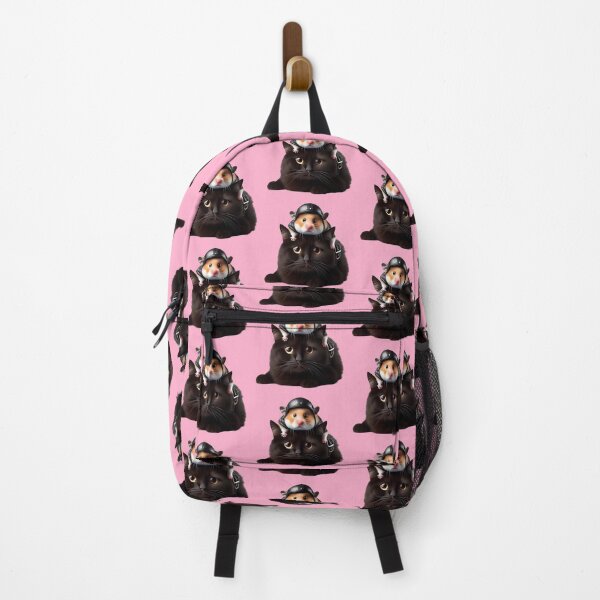 Item preview, sad hamster riding black cat meme designed and sold by Animalpetslover.