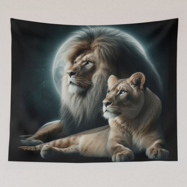 Item preview, Lion and Lioness in the light of the moon designed and sold by FireGirlinOz.