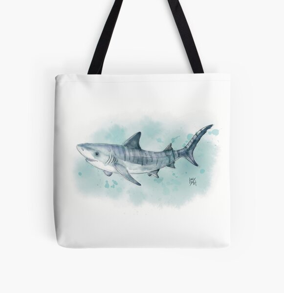 Watercolour Tiger Shark All Over Print Tote Bag