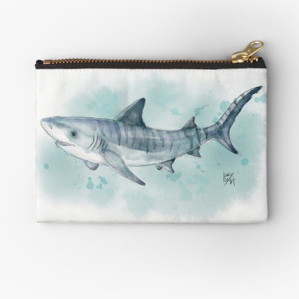 Watercolour Tiger Shark Zipper Pouch