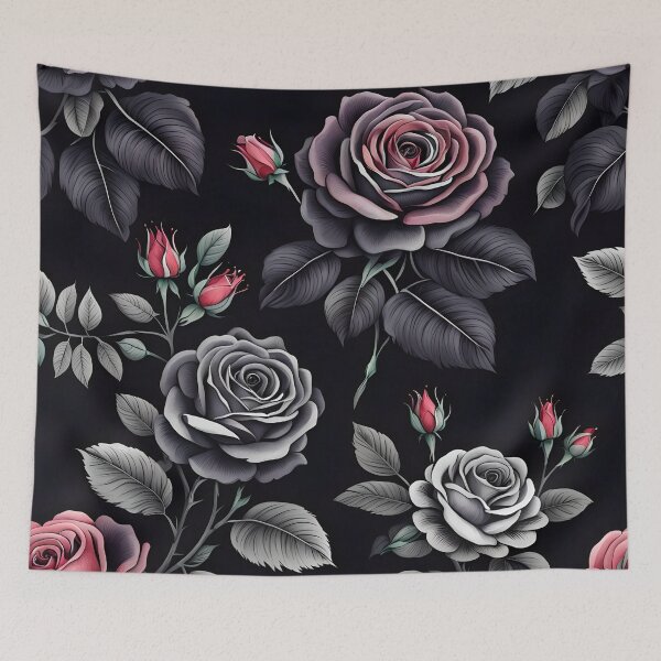 Artikelvorschau, Blumenkunstdesign mit dunkel errötenden Rosen entworfen und verkauft von Manitarka.