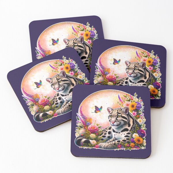Item preview, Sunda Clouded Leopard in magical floral frame designed and sold by CritterManiaUK.